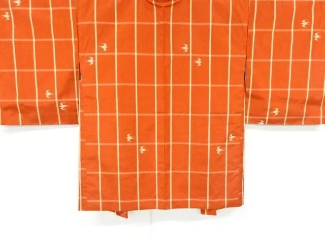 6788189: Japanese Kimono / Vintage Unused Haori / Yonezawa Tsumugi / Woven Grid