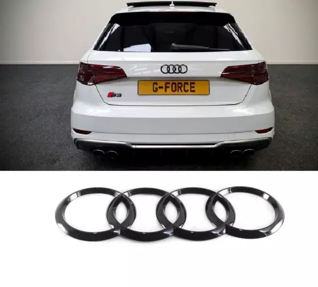 AUDI Gloss Black Emblem Rings for Rear Trunk Lid Badge Logo A1 A3 A4 S4 A5 S6 A6