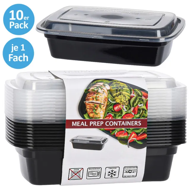 10er Set Meal Prep Boxen mit 1 Fach Deckel Container Frischhaltedosen Lunchbox