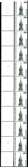 SWK 690 Pf Mischpapier mit wenig Melierfasern Rollenende 11er Str. MiNr 1860y