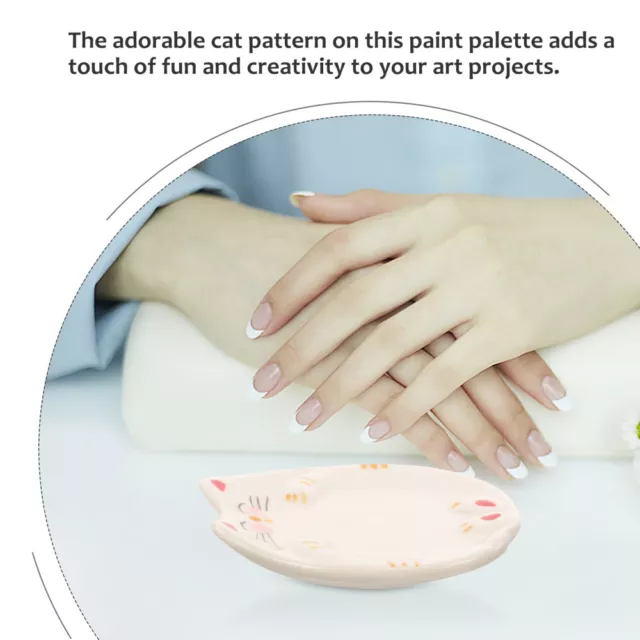 5pcs Watercolor Palette Porcelain Painting Palette Tray Cat Shape Mixing 3