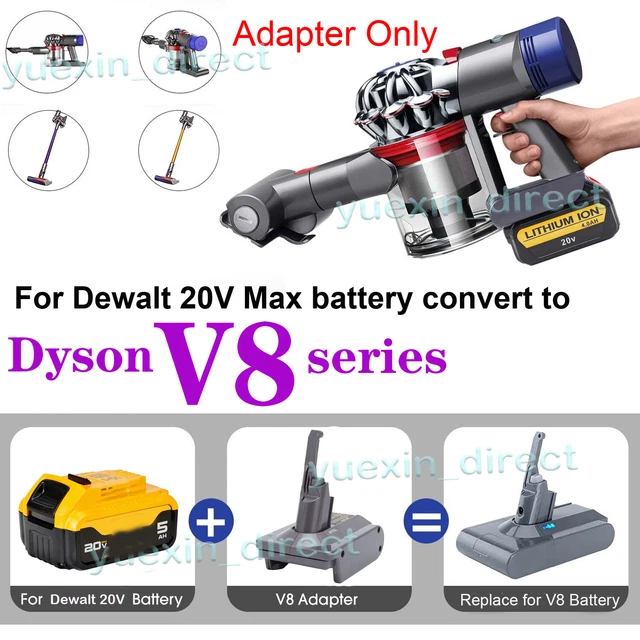 ADAPTER FOR DEWALT 20V MAX Liion Battery to for Dyson V8 Series Vacuum