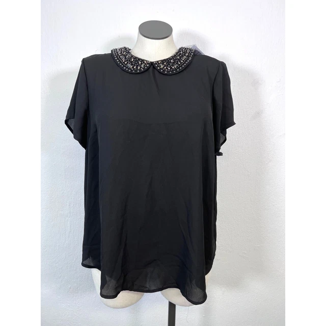 Torrid NEW Embellished Peter Pan Collar Blouse 2 2X Large Black Goth Witch Torrid NEW Embellished Peter Pan Collar Blouse 2 2X Large Black Goth Witch