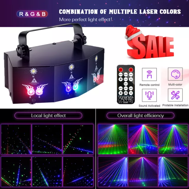 LED Laser Light 9-EYE DMX Projector Strobe DJ Party Disco Stage Lights + Remote