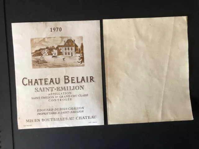 Étiquettes De Vin Château BELAIR ST EMILION 1970
