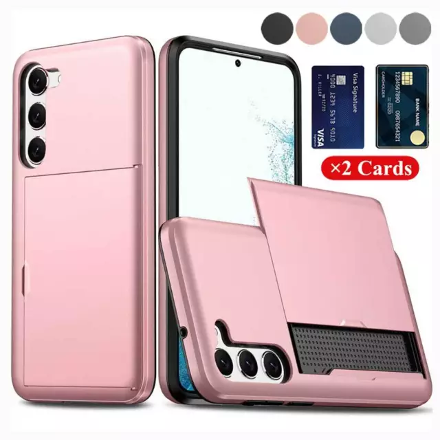 Funda oculta con soporte para tarjetas teléfono billetera de crédito cubierta deslizante para iPhone Samsung Shell