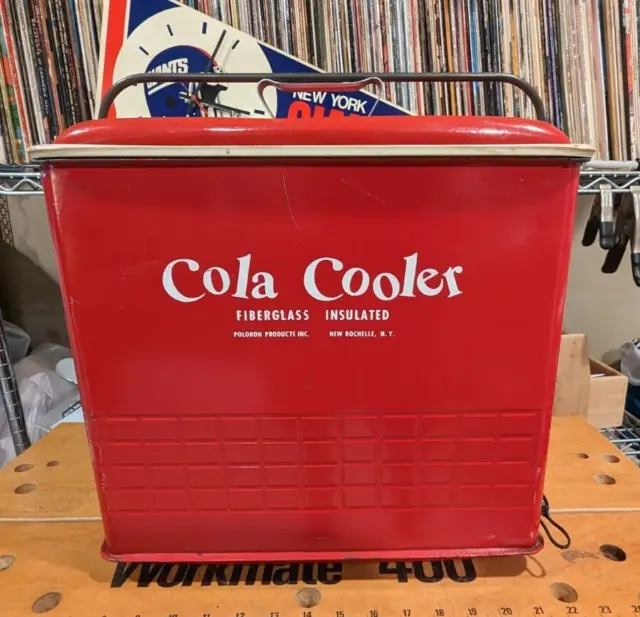 1950's COLA COOLER RED Fiberglass Insulated Poloron Products Portable Cooler