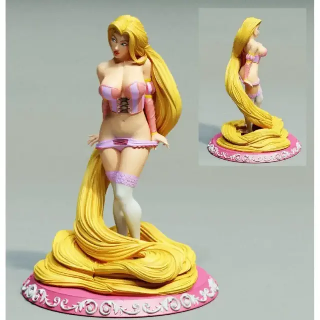 1/24 75mm 3D Print Model Kit Beautiful Girl Woman Rapunzel Unpainted
