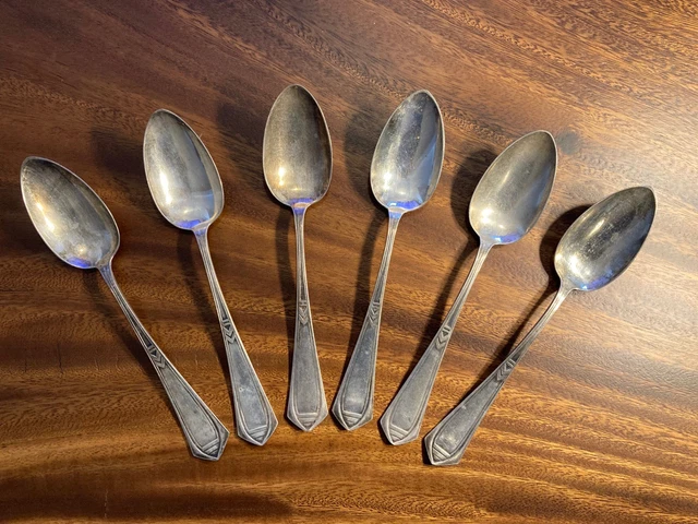 6 Jugendstil Esslöffel Silber 800  Speiselöffel Tafellöffel ca. 1900/1920