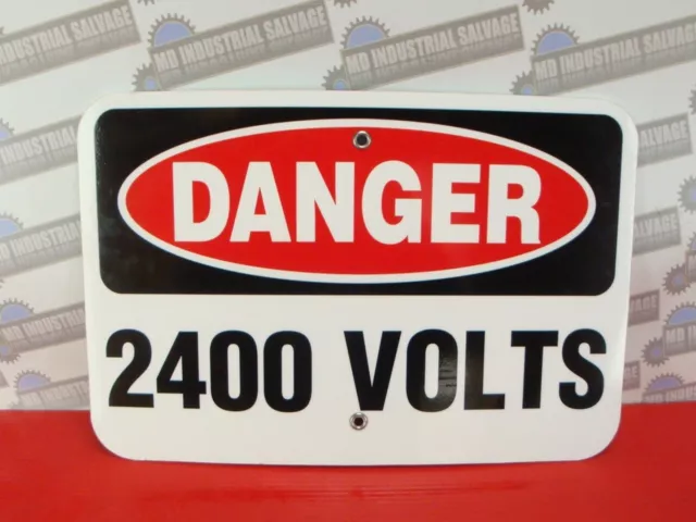 Sécurité Signe " Danger 2400 VOLTS " Super Résistant Épais Vinyle 45.7cm x