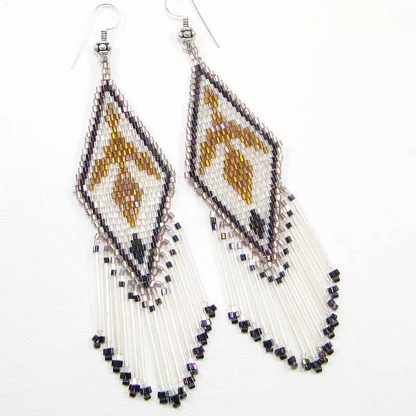 New Handcrafted Copper White Beaded Eagle Fashion Big Hook Earrings