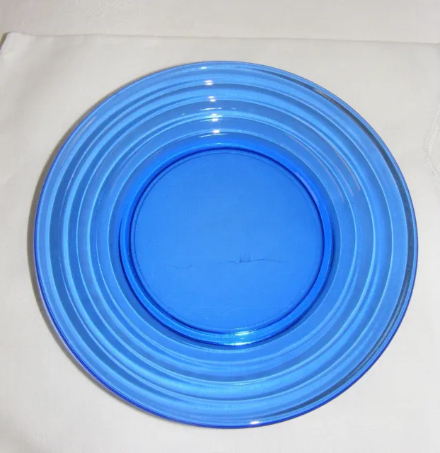 Vintage Moderntone Cobalt Blue Glass 5 7/8" Dessert Plate Hazel Atlas 1934-1942