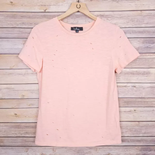 Lulus Womens Top Short Sleeve Pink Slight Distressed Size Medium