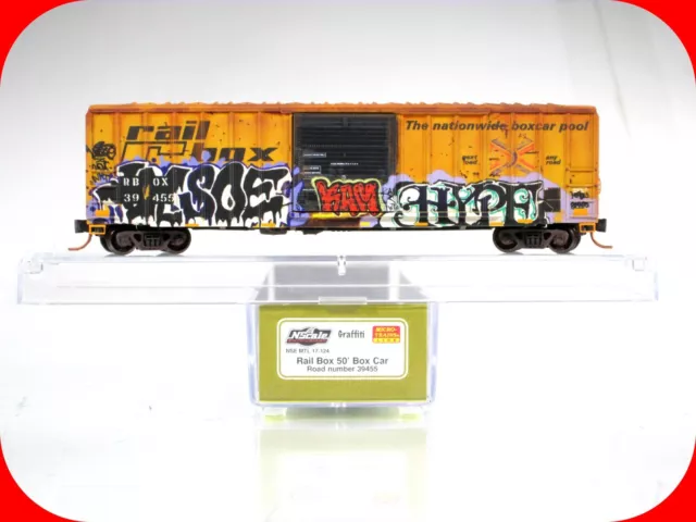 N Scale **RAILBOX GRAFFITI** Box Car #39455 - Micro Trains NSE MTL 17-124 *RARE*