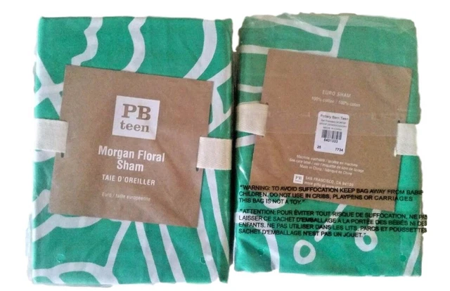 POTTERY GRANN Teen Morgan Floral Euro Simulada Gota de Goma Verde NUEVAS Etiquetas Individuales