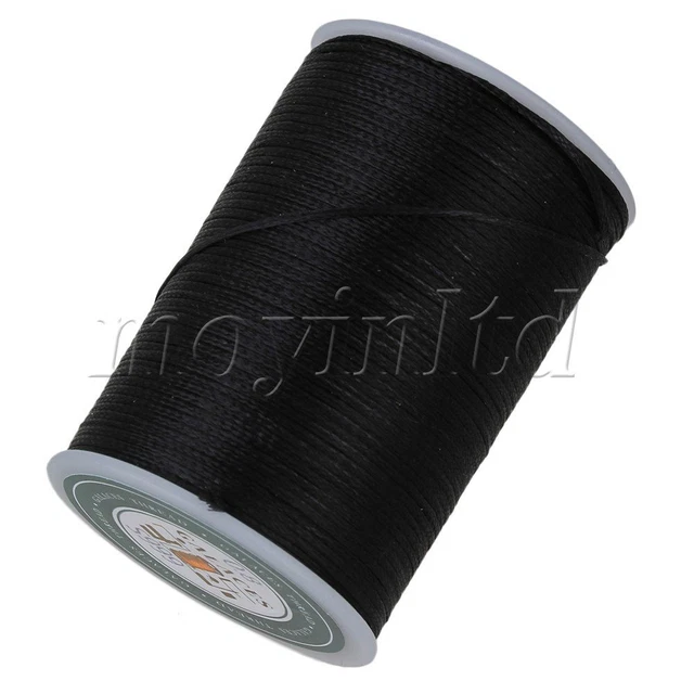 0.8mm Black Polyester Hand-Stitched Flat Wax Line for Luggage Handbag