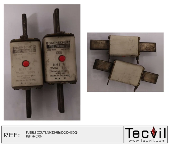 Bogenschutz Vollschutz NH2 TF  Fusible couteaux DIN43620 250A 500V Lot  3 pièces