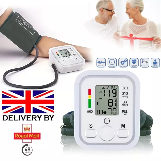 2024 Digital Automatic Blood Pressure Monitor Upper Arm BP Machine Heart Rate