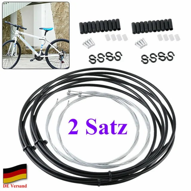 2x Fahrrad Bremszug Schaltzug Außenhülle Bowdenzug Komplett Kabel Set TOP DE