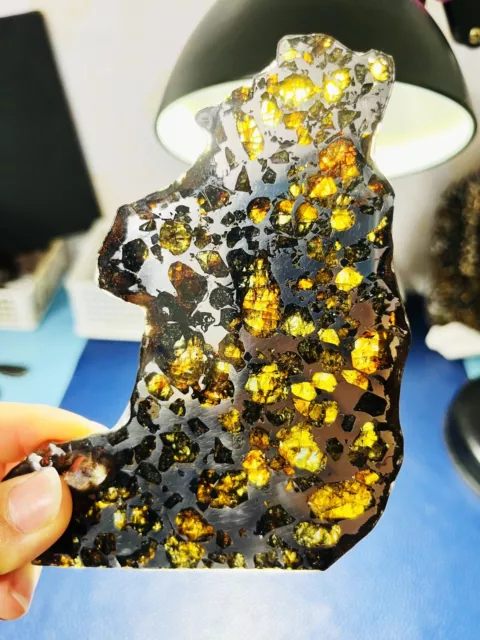 82.8g Beautiful Brahin Olivine meteorite Iron meteorite thin slice-from Belarus