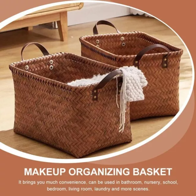 Brown Storage Basket Imitation Rattan Weaving Home Storage  Laundry