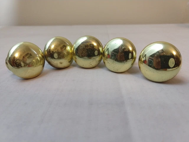 5 Pieces 1.25 Inch Brass Cabinet Door Knobs Drawer Pulls 5 Pieces