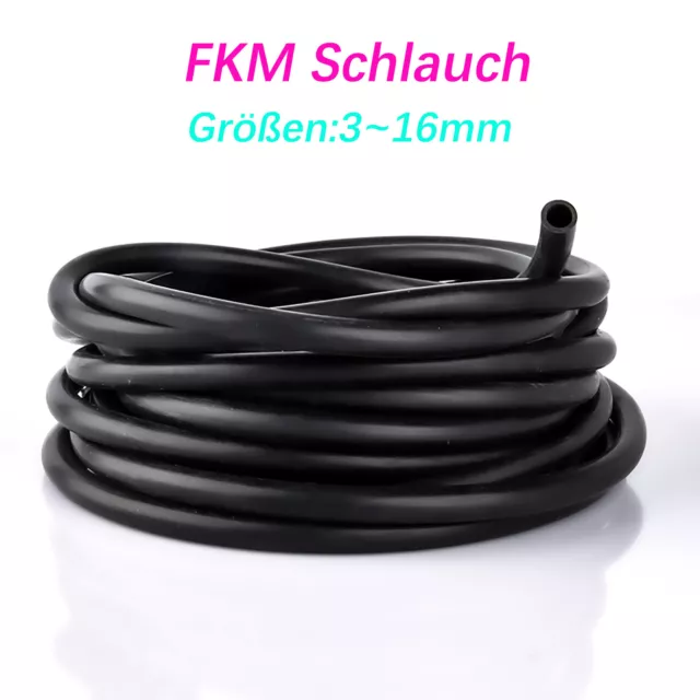 FKM Schlauch Ölleitung Abgasschlauch Kraftstoffschlauch Meterware Schwarz 3-16mm