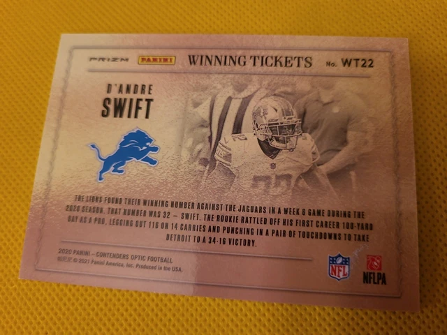 2020 Contenders Optic Winning Tickets D'Andre Swift #WT22 Silver Prizm Rookie RC 5