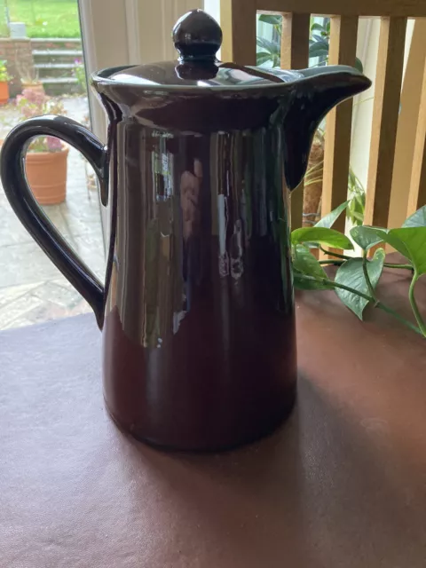 Superb 4pt Brown/Blue Denby Homestead Coffee Pot