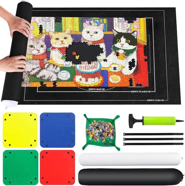 Tappetino e piatti per Puzzle MaxRenard per Jigsaw fino a 1500, 1000, 500 pezzi grandi tappetini salvapiatti portatili per Puzzle