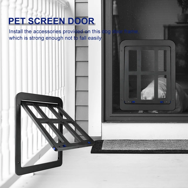 Puerta de pantalla para mascotas perro con solapa magnética cerradura de seguridad para ventanas de puerta corredera