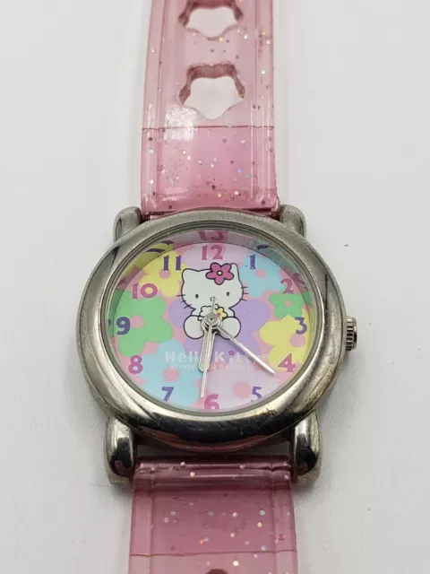 Orologio Vintage Anni '90 Hello Kitty Ragazze Plastica Rosa Scintillante Kawaii Non Testato