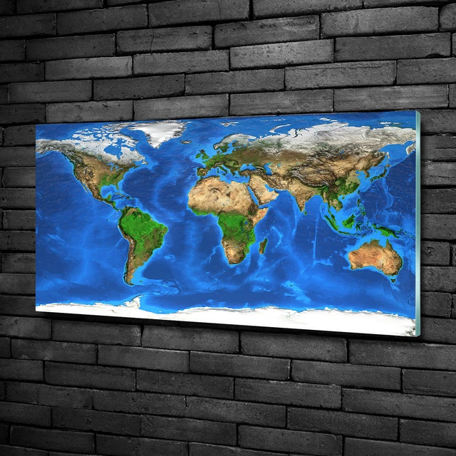 Tableau Sur Verre Trempé Tulup 100x70cm - Ancienne Carte Du Monde