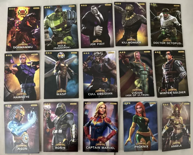 FIFTEEN (15) Marvel Contest of Champions REGULAR & FOIL Cards