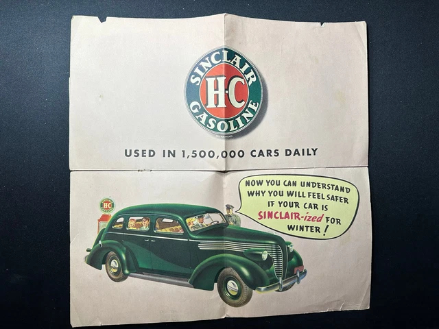 Sinclair Gasoline Promotional Fold Out Folder 1938