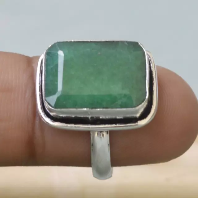 Natural Emerald Ring 925 Sterling Silver Handmade Statement Ring Women Jewelry