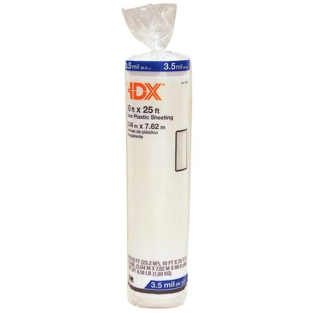 HDX Plastic Drop Cloth 3.5mil Clear Painters Cover Sheeting Tarp 10 ft. x 25 ft.