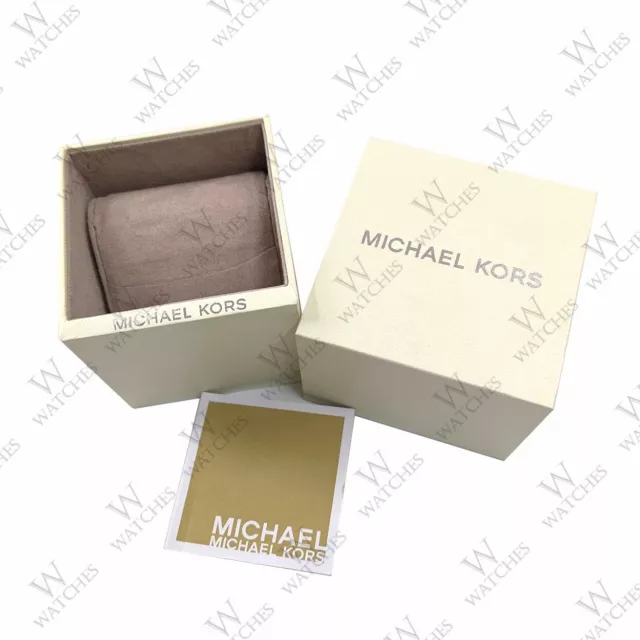 New Michael Kors MK5606 43mm Bradshaw Chronograph Silver Rose Gold Navy Watch 3
