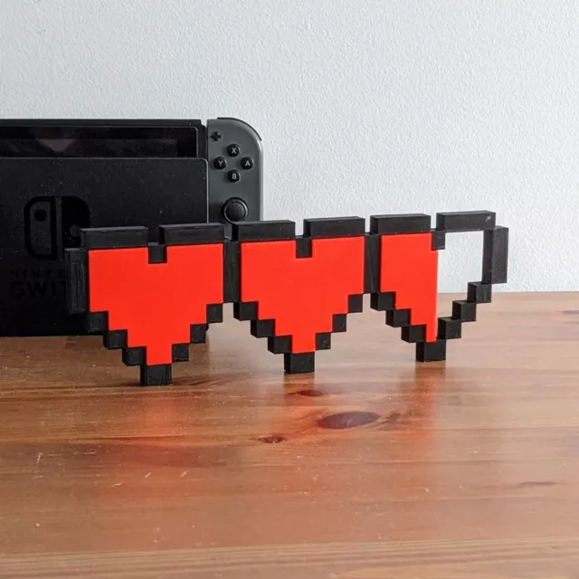 Legend of Zelda Hearts Video Game Sign Fridge Magnet & Desk Ornament 3D Printed