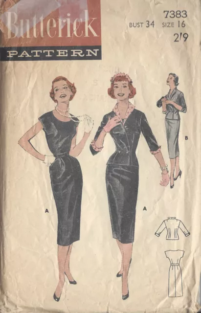 1950s Vintage Sewing Pattern B34 DRESS & JACKET (R830)