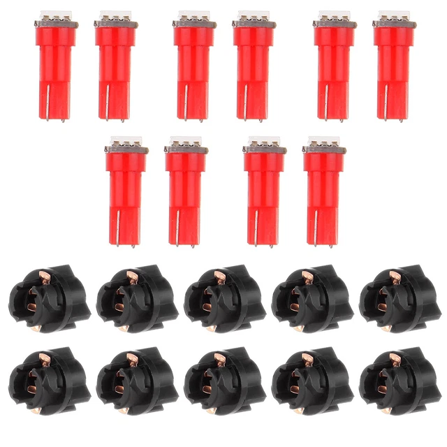 10x T5 Wedge 5050 1SMD LED Bulb Instrument Cluster Lights w/ Twist Socket Pink