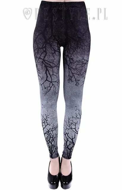 RESTYLE Ombre Leggings tree, gradient "GRAY BRANCHES" SIZE LARGE