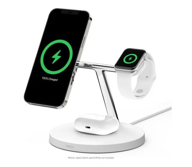 Belkin BOOST CHARGE PRO 3-in-1 Wireless Charger with MagSafe 15W White C Grade 3