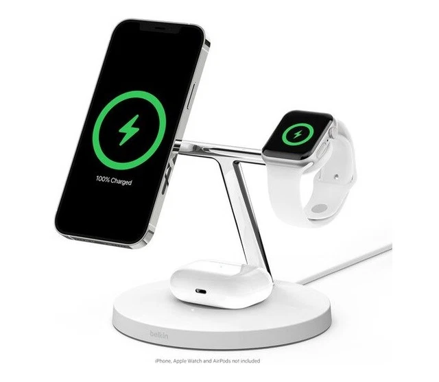 Belkin BOOST CHARGE PRO 3-in-1 Wireless Charger with MagSafe 15W White C Grade 3