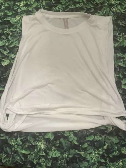 ATHLETA WOMEN'S BRIGHT WHITE SLEEVELESS BREEZY  Open Sides TWIST TOP TANK Sz M