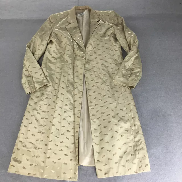 Vintage Table Eight Womens Trench Coat Szie 14 Gold Open Front Long Jacket