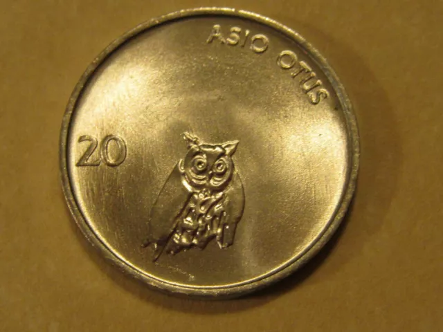 1992 or Slovenia Coin   BARN OWL uncirculated beauty animal coin bird ebayship