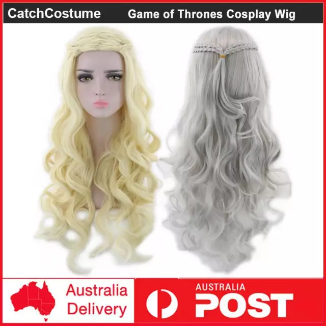 Game of Thrones Daenerys Targaryen Wig Long Silver Gold Cosplay Party Hair