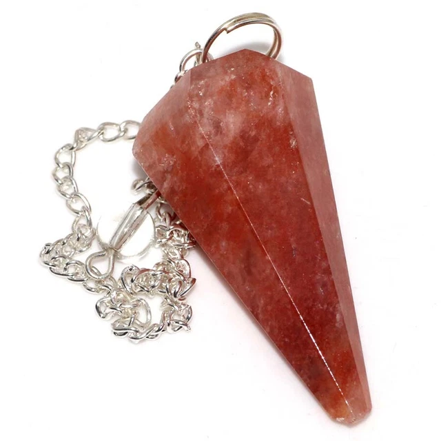 Orange Aventurine Crystal Topaz Orgone Cone Pendulum Jewelry 2.3" JW