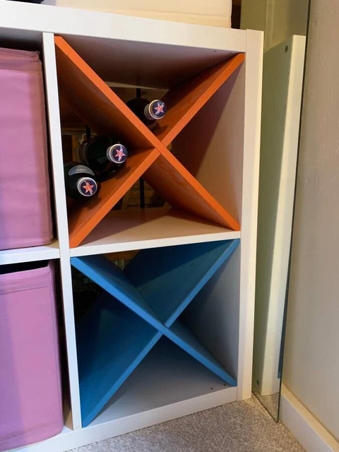 Ikea Expedit Kallax Insert - Wine Bottle rack - qty 2, blue and orange, Nornas